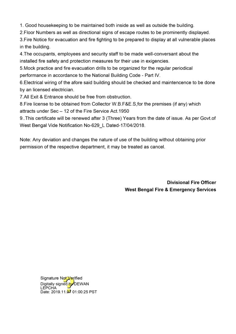 Fire Safety Certificate Page 02